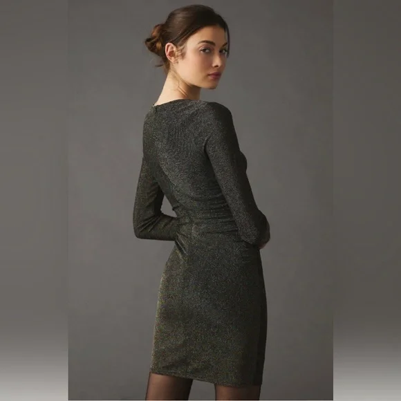 ✨ Anthropologie Ruched Cutout Mini Dress Sz S - Picture 4 of 11